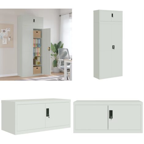 Armario archivador de acero gris claro 90x40x220 cm - Archivador de oficina - Estantes ajustables