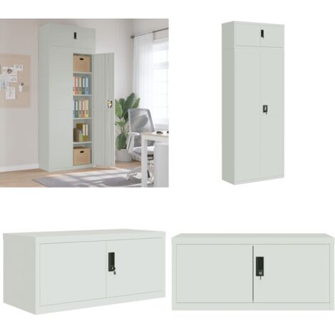 Armario archivador de acero gris claro 90x40x240 cm - Armario de almacenamiento - Estantes ajustables