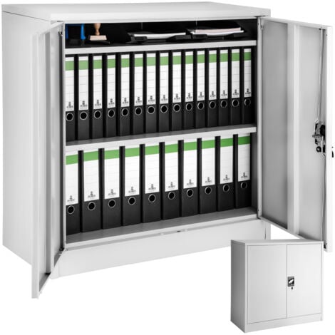 Armario archivador medio con 3 baldas 90x40x90 cm - armario metálico de oficina, mueble archivador de acero con cerradura, armario de metal multiusos