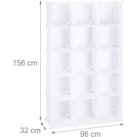 Armario armario con estantería cúbica 15 zapateros de plástico modular blanco 1300010752