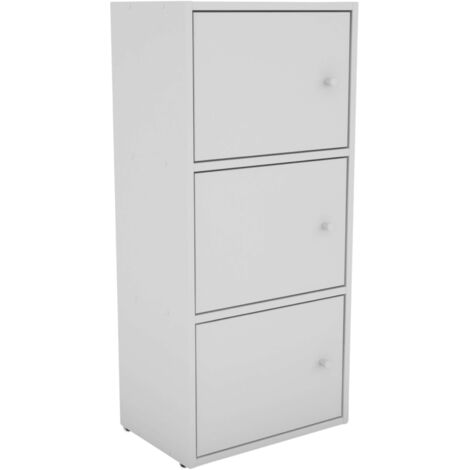 Armario Auxiliar 3 Puertas, Almacenamiento para Salón Comedor Plea Blanco Mate 42x92x29 cm