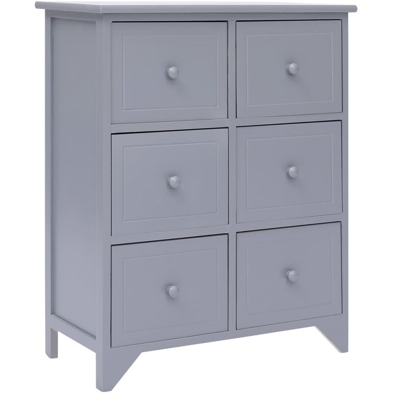 

Armario auxiliar 6 cajones madera de Paulownia gris 60x30x75 cm