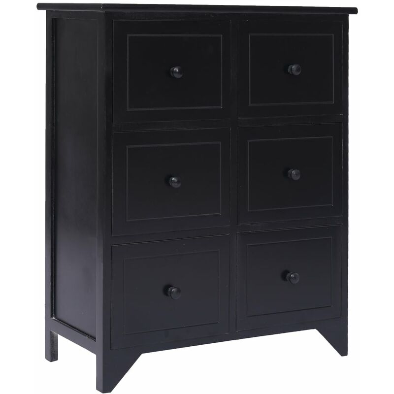 

Youthup - Armario auxiliar 6 cajones madera de Paulownia negro 60x30x75cm - Negro