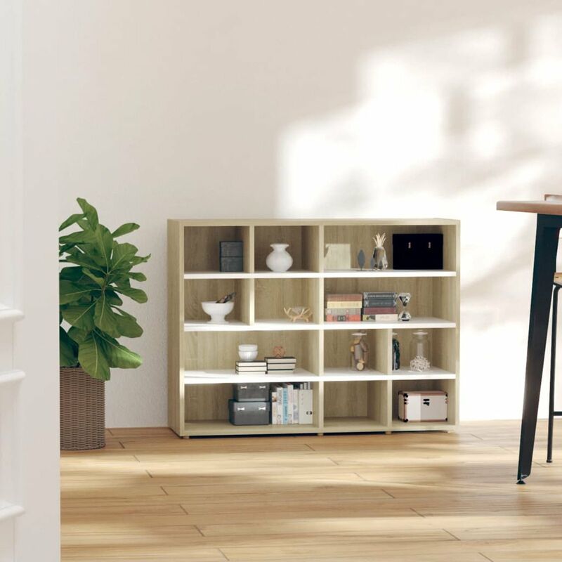 

Armario auxiliar aglomerado blanco y roble Sonoma 97x32x72 cm