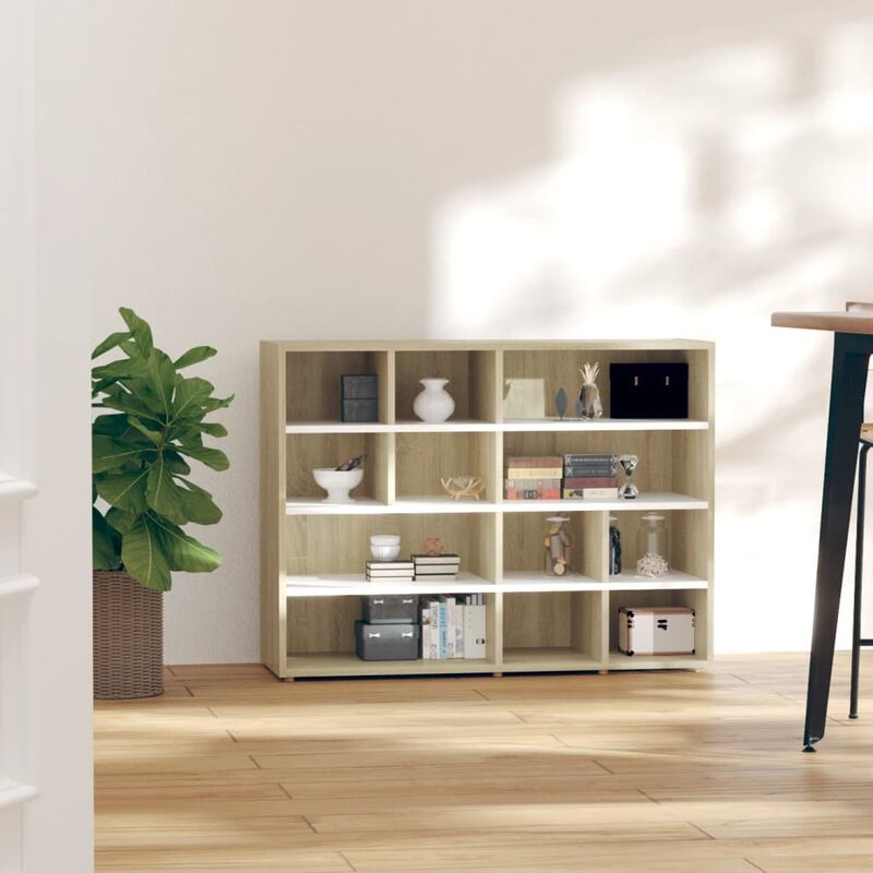 

Armario auxiliar aglomerado blanco y roble Sonoma 97x32x72 cm