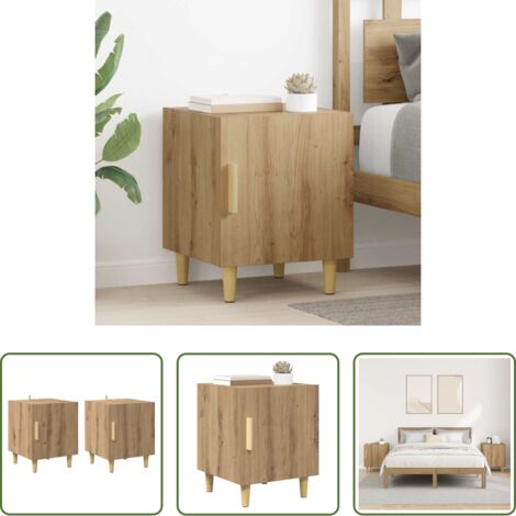 Armario auxiliar - Armario de Noche 2 pcs Roble artesanal 40 x 40 x 50 cm