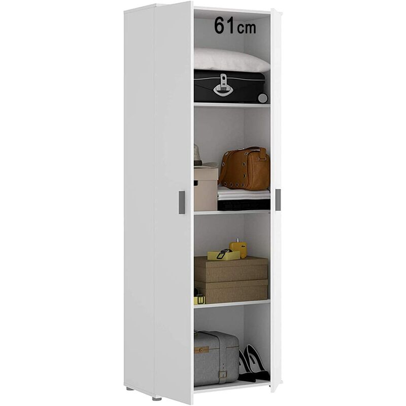 

Armario Auxiliar Blanco multiusos 2 puertas 3 estantes, Medidas: alto 190cm. ancho 61cm.