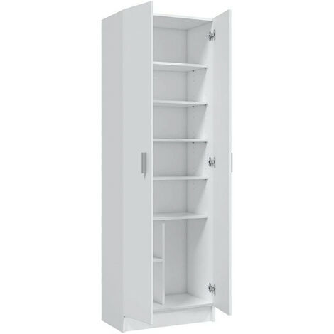 Armario Auxiliar multiusos 2 puertas 6 estantes, Medidas: alto 190cm