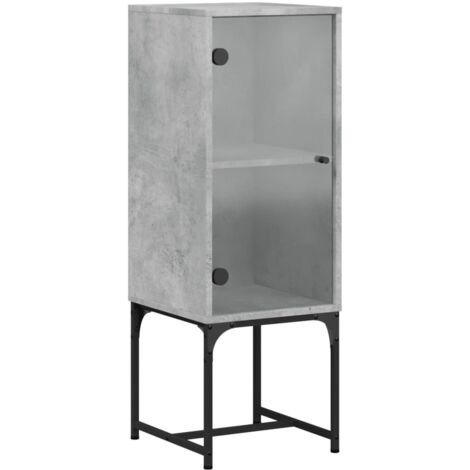 Armario auxiliar con puerta vidrio gris hormigón 35x37x100 cm vidaXL