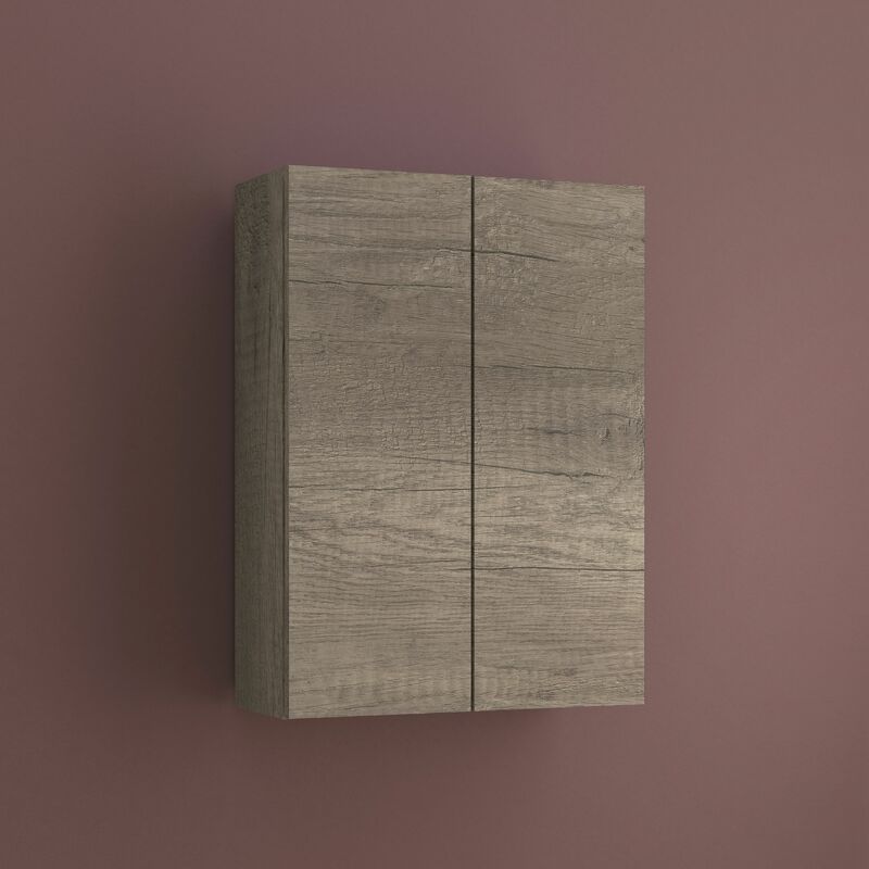

Armario auxiliar multiusos de dos puertas. Medidas: largo 54cm, alto 74cm, fondo 21cm. Color roble gris.