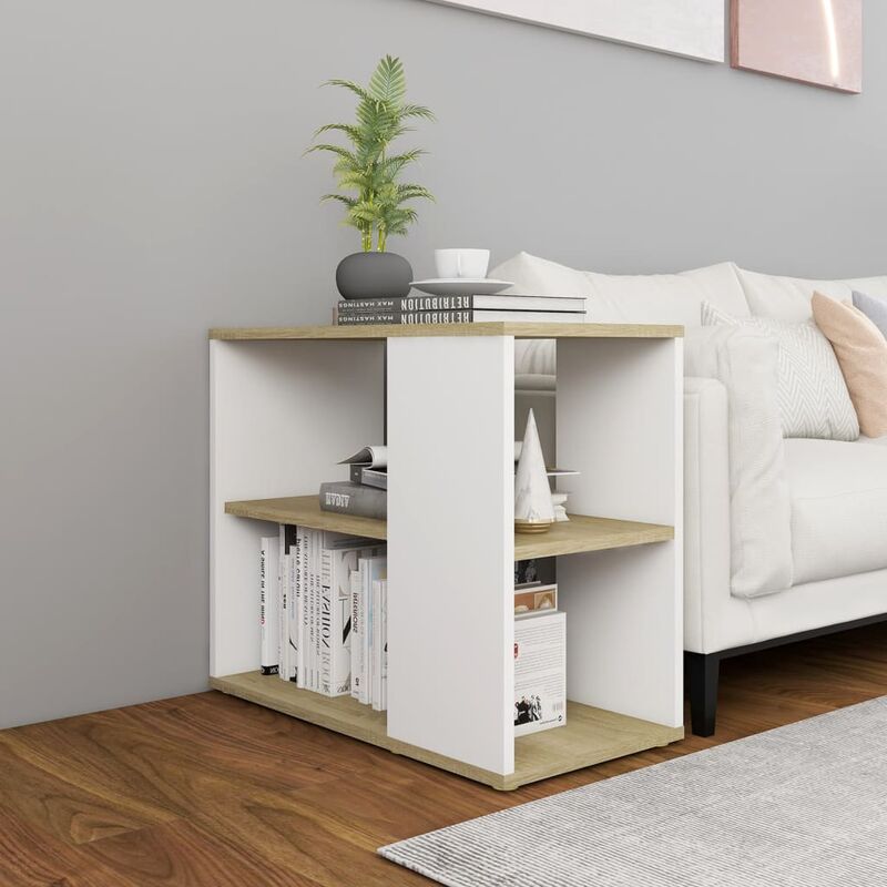

Armario auxiliar de aglomerado blanco roble Sonoma 60x30x50 cm