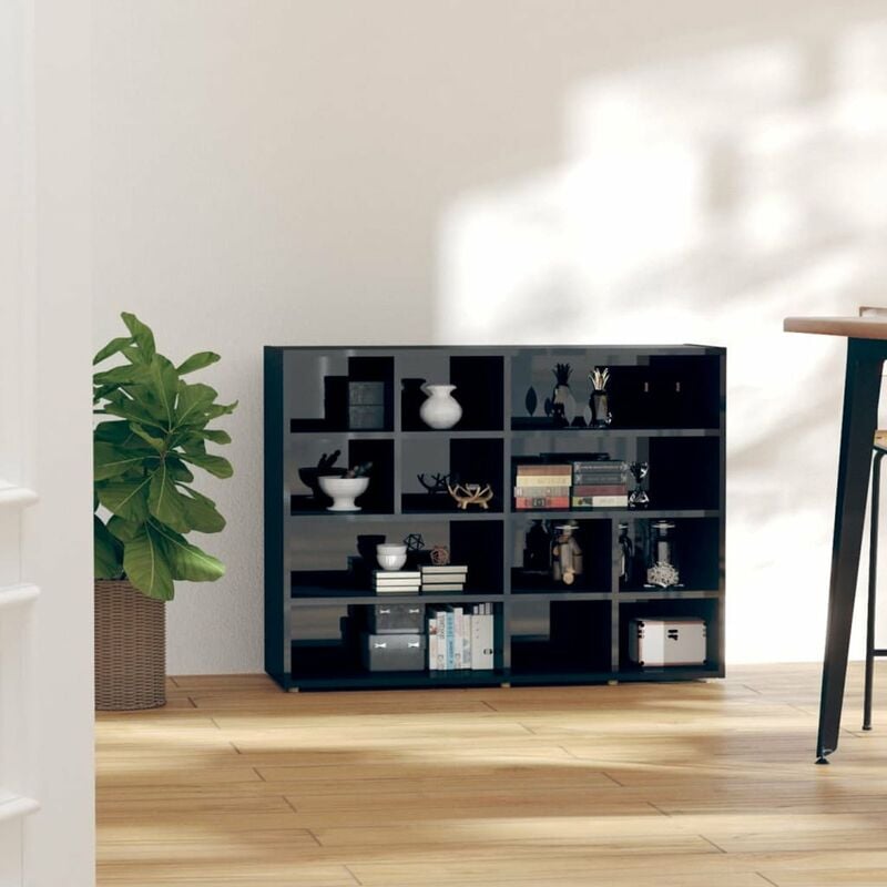 

Armario auxiliar de aglomerado negro brillante 97x32x72 cm