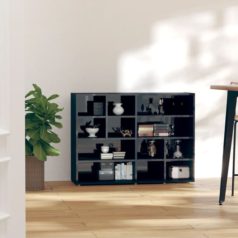 

Armario auxiliar de aglomerado negro brillante 97x32x72 cm