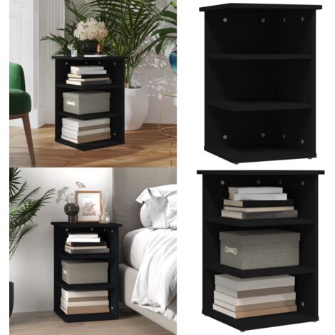 Armario auxiliar de madera contrachapada negro 35x35x55 cm - Mueble lateral - Estantes