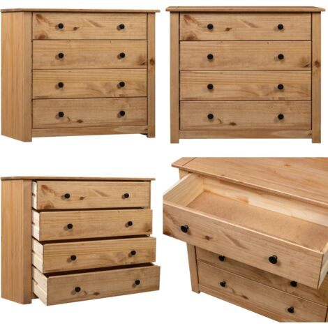 Armario auxiliar de madera de pino estilo Panamá 80x40x73 cm - Mueble para el teléfono - Armario de madera