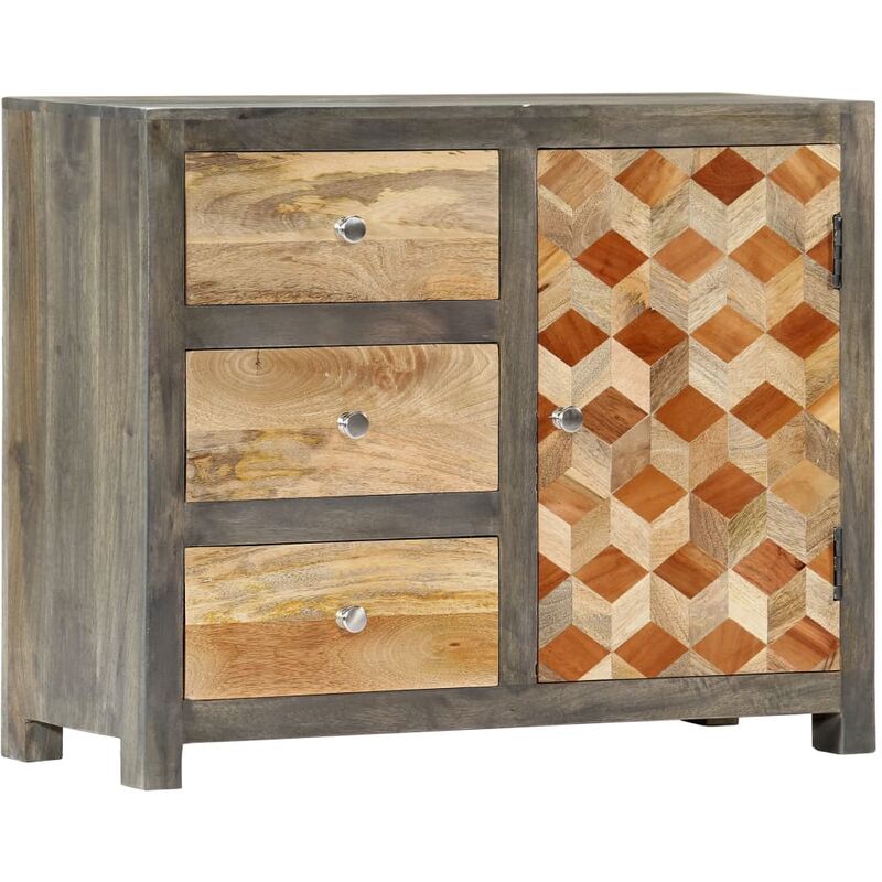 

Armario auxiliar de madera maciza de mango gris 75x30x60 cm