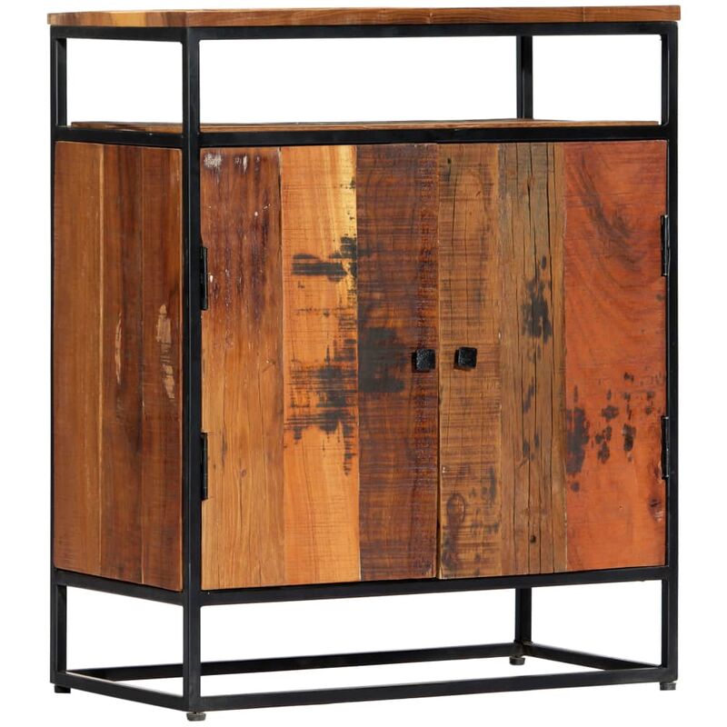 

Armario auxiliar de madera maciza reciclada y acero 60x35x76 cm - Marrón