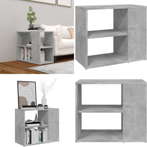 Armario auxiliar madera contrachapada gris hormigón 60x30x50 cm - Mueble lateral - Estantes