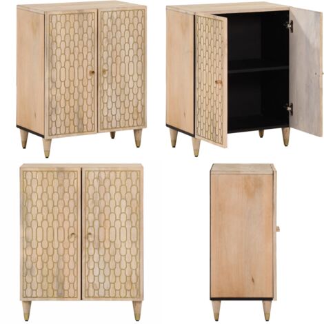 Armario auxiliar madera maciza de mango 60x33x75 cm - Mueble de almacenamiento - Madera de mango