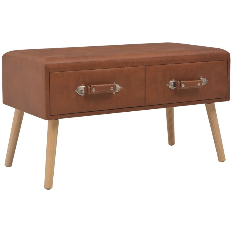 

vidaXL Mesa de Centro de Cuero Sintético 80x40x46 cm Marrón - Marrón