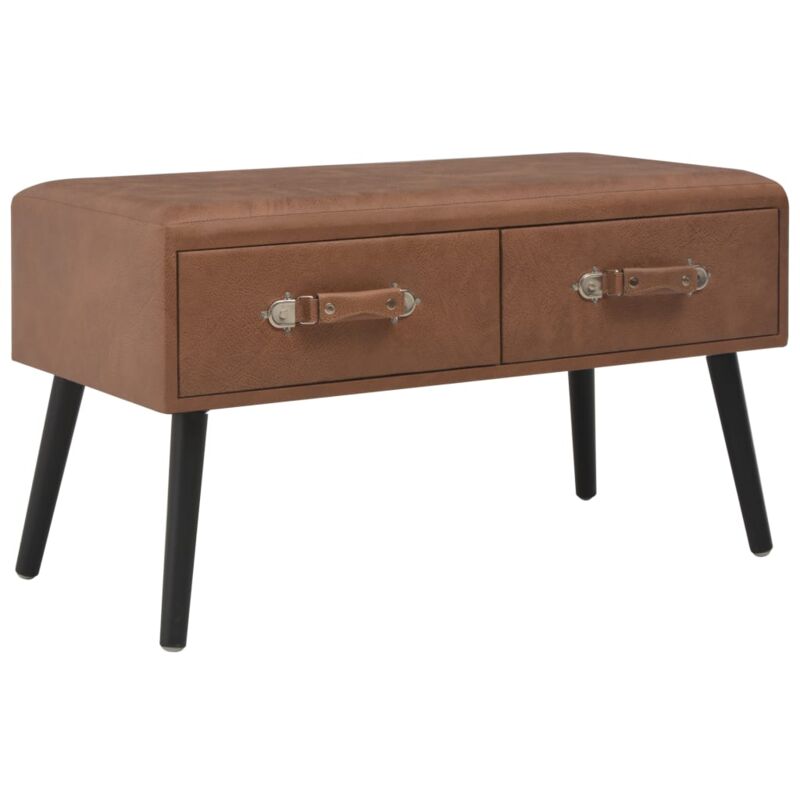 

vidaXL Mesa de Centro de Cuero Sintético 80x40x46 cm Marrón Oscuro - Marrón