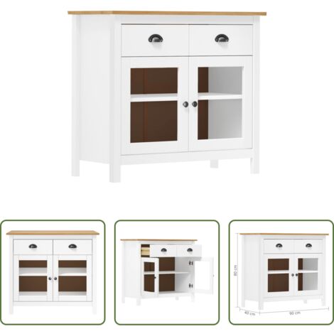 Armario auxiliar -  Mesita de noche Hill madera maciza de pino blanco 90x40x80 cm