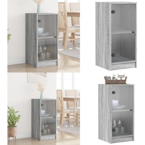 Armario auxiliar puertas de vidrio gris Sonoma 35x37x75,5 cm - Armario de vidrio - Armario gris