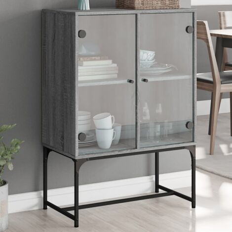 Armario auxiliar puertas de vidrio gris Sonoma 69x37x100 cm vidaXL