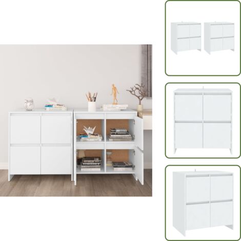 Armario auxiliar - vidaXL Aparadores 2 unidades madera contrachapada blanco 70x41x75 cm - Madera contrachapada