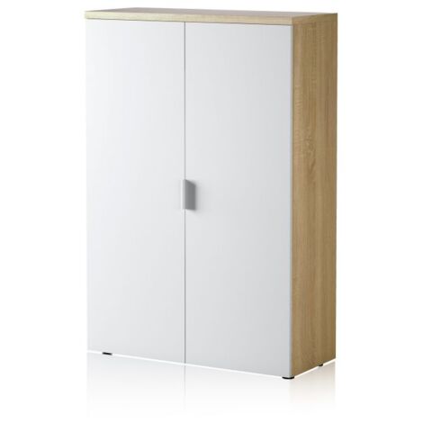 Armario auxiliar Work Blanco Artik (Blanco Mate) - Roble Canadian (ancho) x 119cm (alto)