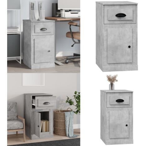 Armario auxiliar y cajón madera contrachapada gris 40x50x75 cm - Cajón - Almacenamiento