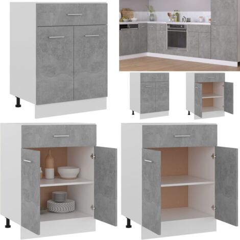 Armario bajo cajón madera ingeniería gris hormigón 60x46x81,5cm - Armario cocina - Almacenamiento cocina