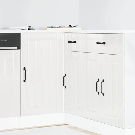 Armario bajo de cocina "Lucca" de madera de ingeniería brillante