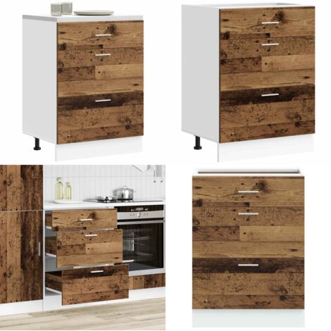 Armario bajo de cocina "Lyon" Madera vieja Madera de ingeniería - Almacenamiento cocina - Gabinete cocina