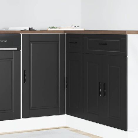 Armario bajo de cocina "Porto" de madera de ingeniería negra