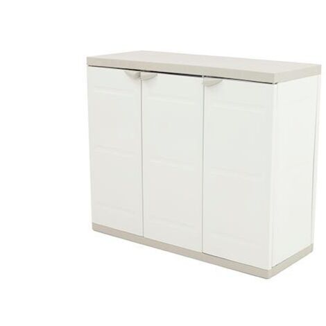 Armario Bajo de Jardín Titanium , Armario 2 Puertas y 2 Estantes Exterior Beige 105x80x41 cm