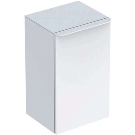 Armario bajo Geberit Smyle Square con una puerta: Ancho 36 cm, Alto 60 cm, Fondo 32,6 cm, blanco / lacado brillante, blanco alpino / recubrimiento en polvo mate, Bisagras a la izquierda