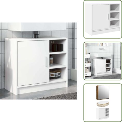 Armario bajo lavabo - vidaXL Armario para lavabo madera de ingeniería blanco 63x29x55 cm - Armario blanco