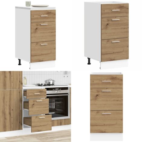 Armario bajo "Lyon" Roble Artesano 40x46x81,5 cm Madera de ingeniería - Almacenamiento cocina - Armario cocina