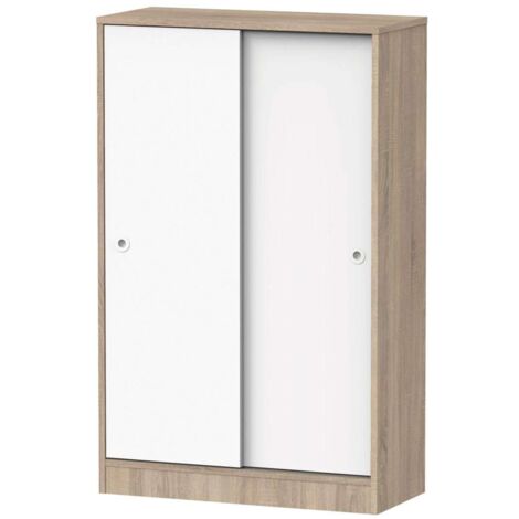Armario bajo multiusos Tibet 2 correderas acabado roble cambrian/blanco, 120 cm(alto)74 cm(ancho)33 cm(largo)