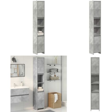 Armario baño madera contrachapada gris hormigón 30x30x183,5 cm - Armario de baño madera - Armario de baño gris hormigón