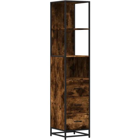 Armario baño madera contrachapada roble ahumado 35x37,5x166 cm vidaXL