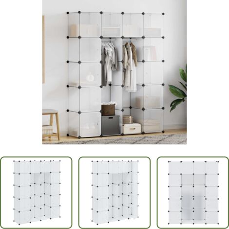 Armario blanco -  Armario modular con 14 compartimentos blanco 37x146x180,5 cm