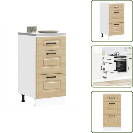 Armario blanco brillante - vidaXL Armario bajo de cocina "Kalmar" de madera de ingeniería blanco brillante - Cocina organizada