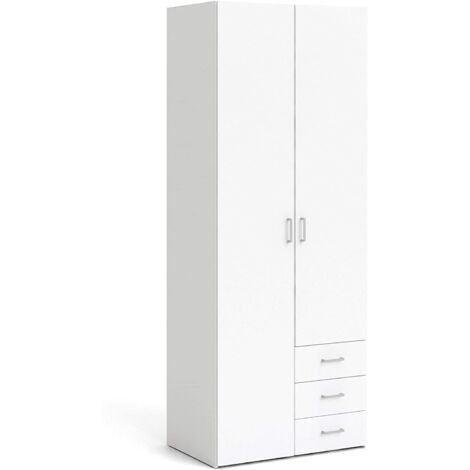 ABITARE Armario blanco con dos puertas y tres cajones 77 x 200H cm -Ferriere