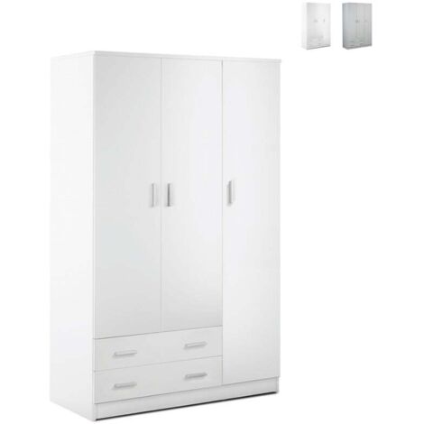 Armario blanco con tres puertas y dos cajones 115x52x h180 cm