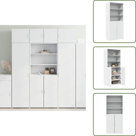 Armario blanco - vidaXL Aparador alto madera de ingeniería blanco 80x42,5x185 cm - Estante decorativo