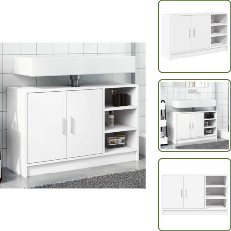 Armario blanco - vidaXL Armario de lavabo madera de ingeniería blanco 90x29x55 cm - Almacenamiento de baño