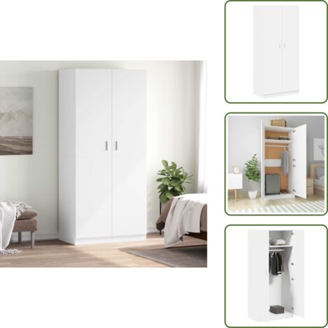 Armario blanco - vidaXL Armario de madera contrachapada blanco 90x52x200cm - Armario de madera contrachapada