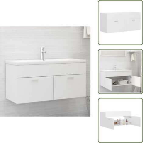 Armario blanco - vidaXL Armario para lavabo madera contrachapada blanco 100x38,5x46 cm - Armario con puertas